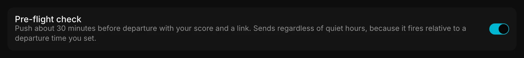 Pre-flight check notification toggle